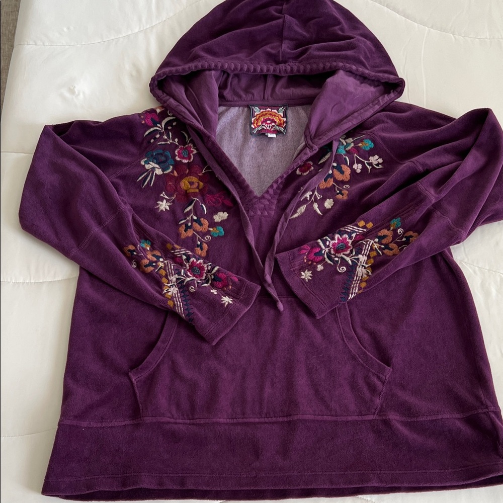 Johnny Was Deep Purple Embroidered Hoodie